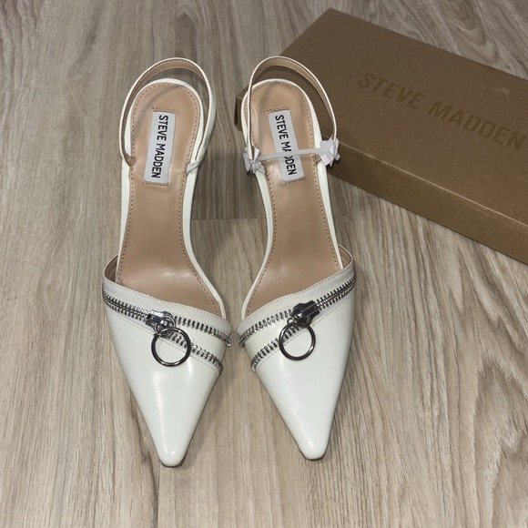 Steve Madden Dipper Ice Leather Slingback Heels Pointed Toe NWB 8 - Picture 5 of 8